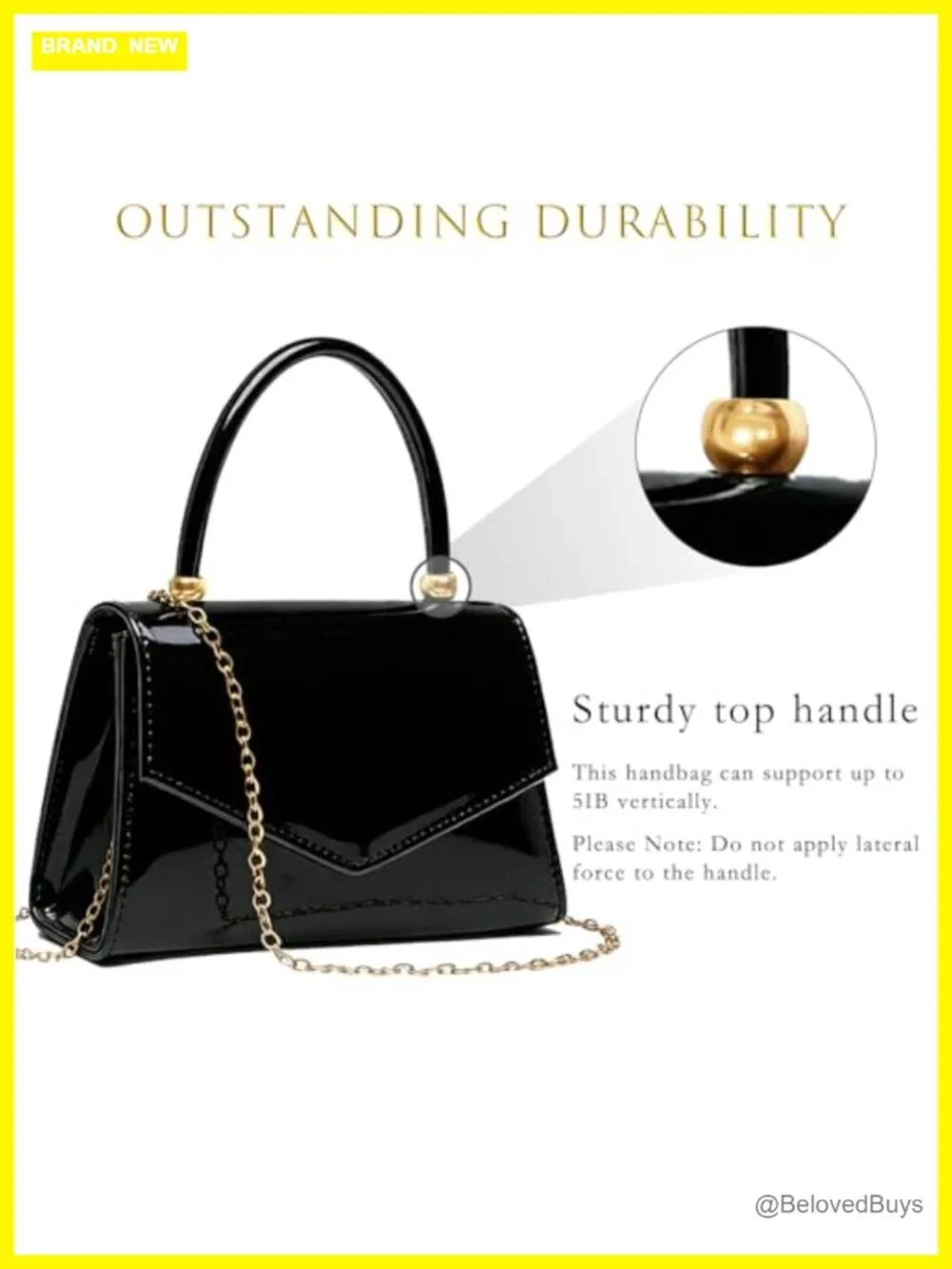 Faux Leather Patent Evening Clutch Purse with Chain Strap